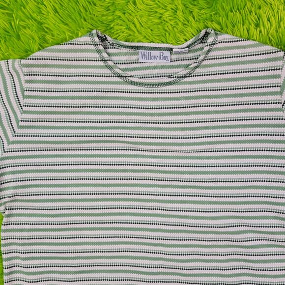Vintage Willow Bay Green Striped Knit Top, S - Picture 6 of 6